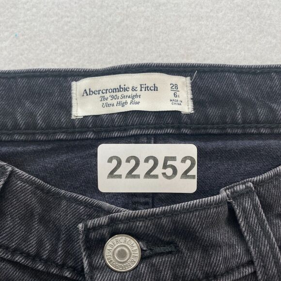 Abercrombie & Fitch Curve Love Jeans‎ Women's 28/6 The 90s Straight Black Denim - Picture 5 of 13